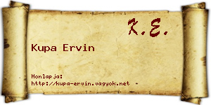 Kupa Ervin névjegykártya